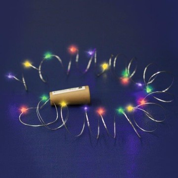 Micro LED svietiaci reťazec bat. farebný