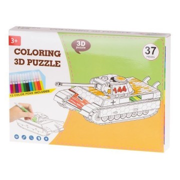 Papierové 3d puzzle s farbičkami-Tank 37ks