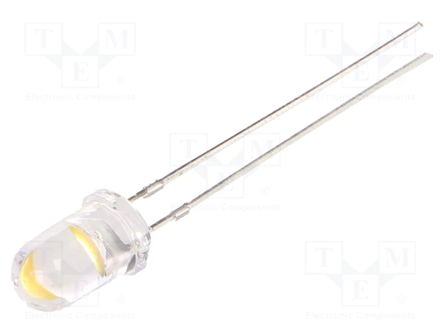 LED, 5mm, biela teplá , 55000-65000mcd 15°